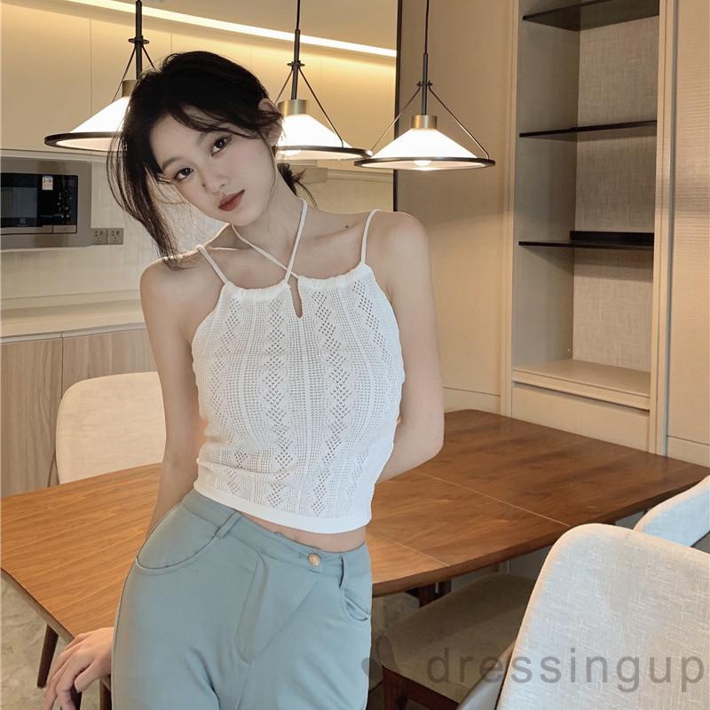 Áo Croptop Cổ Chữ U Màu Sắc Đơn Giản Cho Nữ