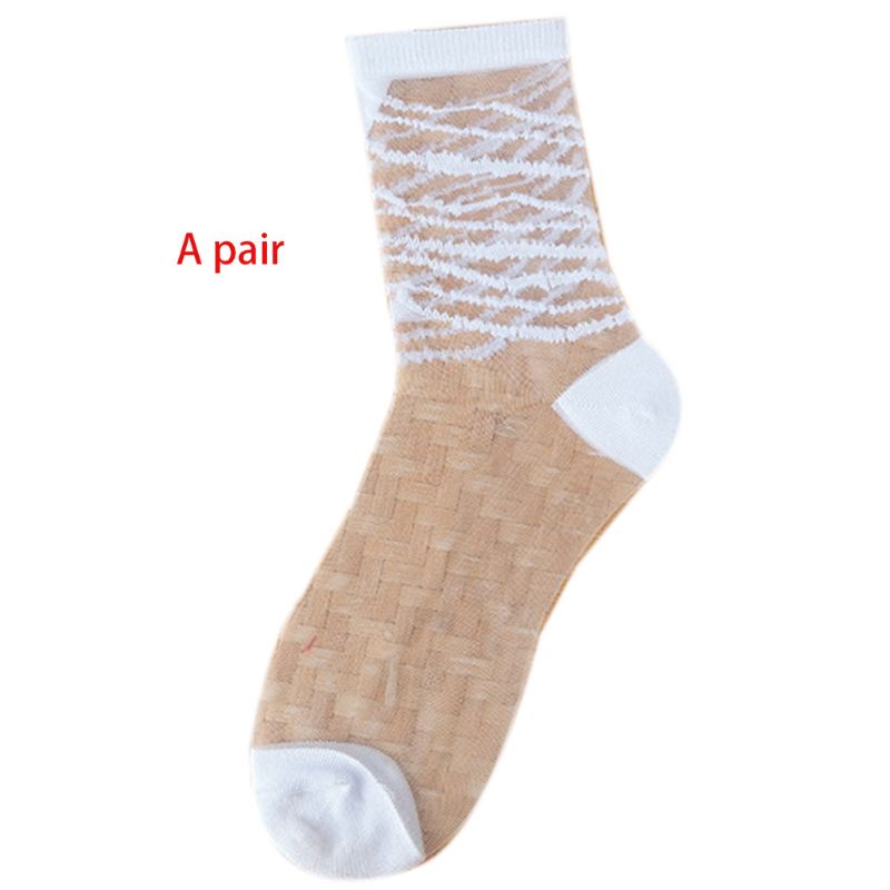 Xiangbao Vớ Thuyền Sợi Thủy Tinh Kẻ Sọc Hình Học Siêu Mỏng Mùa Hè Nhật Bản Cho Nữ