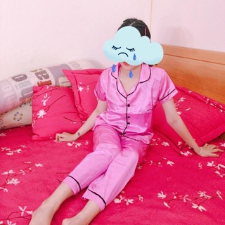 Pizama lụa full viền