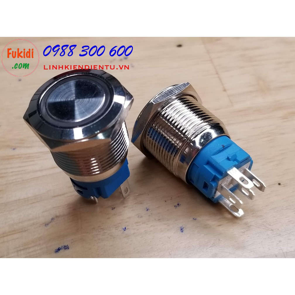 Nút nhấn nhả vỏ kim loại phi 19mm, điện áp 24V, chống thấm nước, đèn hình tròn - BN1924R