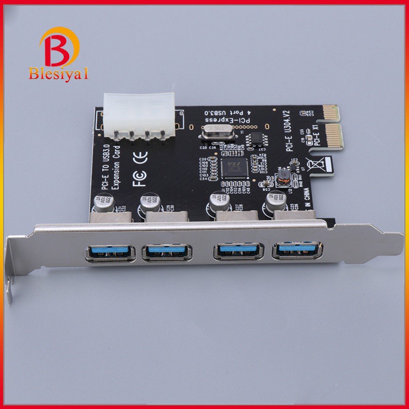 [BLESIYA1] PCI-E USB 3.0 Hub Adapter Expansion Card 4 USB Port w/4PIN Power Supply Port