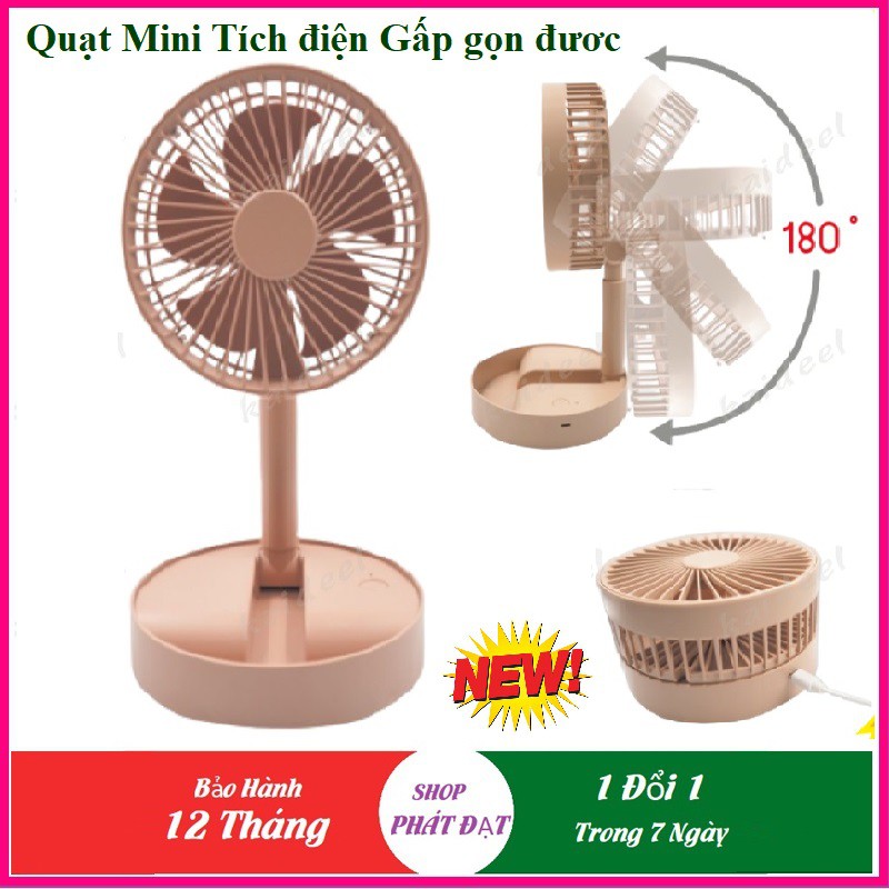 Quạt gấp gọn mini tích điện nhỏ ngọn dễ mang đi mọi nơi  3 tốc độ gió làm mát, cổng USB