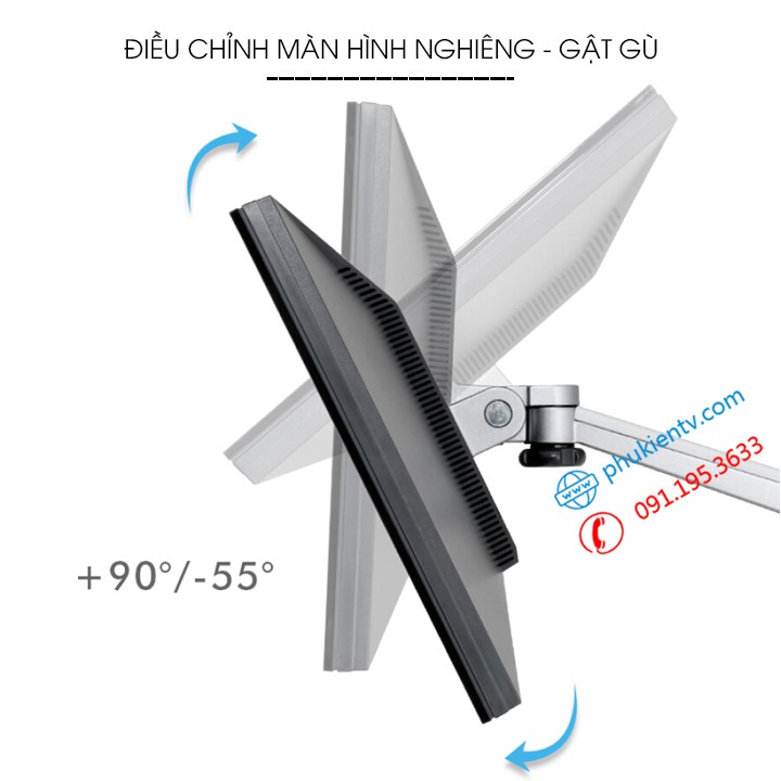 Giá Treo Màn Hình Máy Tính OA - 3S 17 - 27 inch / Tay Treo Màn Hình Gắn Bàn Hợp Kim Nhôm Cao Cấp