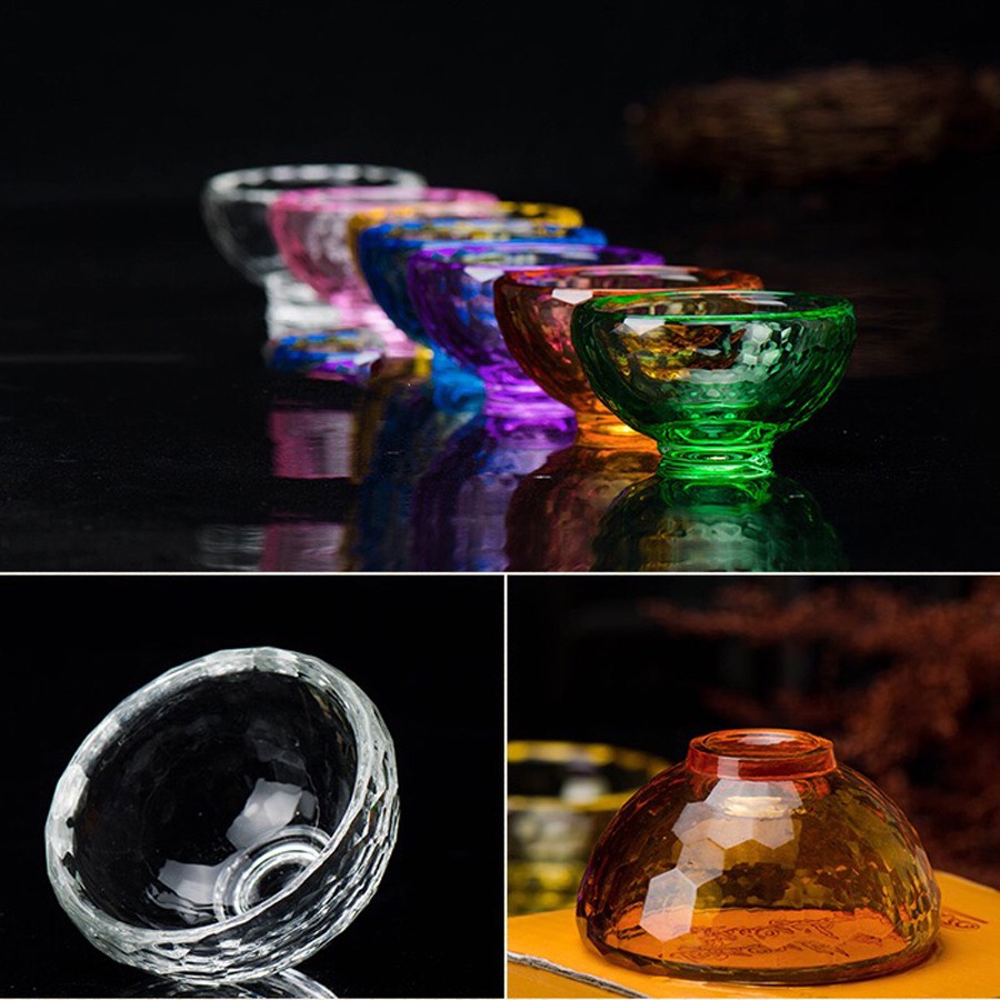 [PHÁP BẢO MINH CHÂU] CHÉN THỦY TINH 7 MÀU NHỎ - 6CM (BỘ 7 CHIẾC)