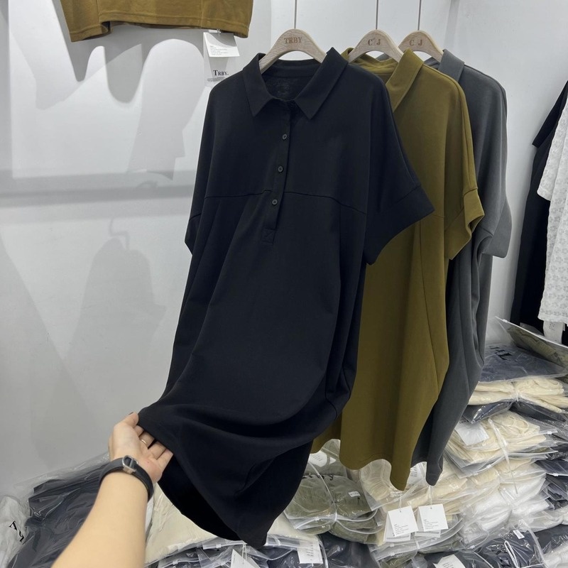 Đầm Thun Polo Ngắn Tay Dáng Rộng Cỡ Lớn Thời Trang Mùa Hè Cho Nữ