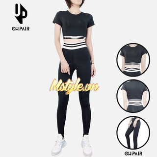 Đồ tập Gym Yoga thể thao nữ màu đen vải thun mềm mịn, co dãn 4 chiều OPY16