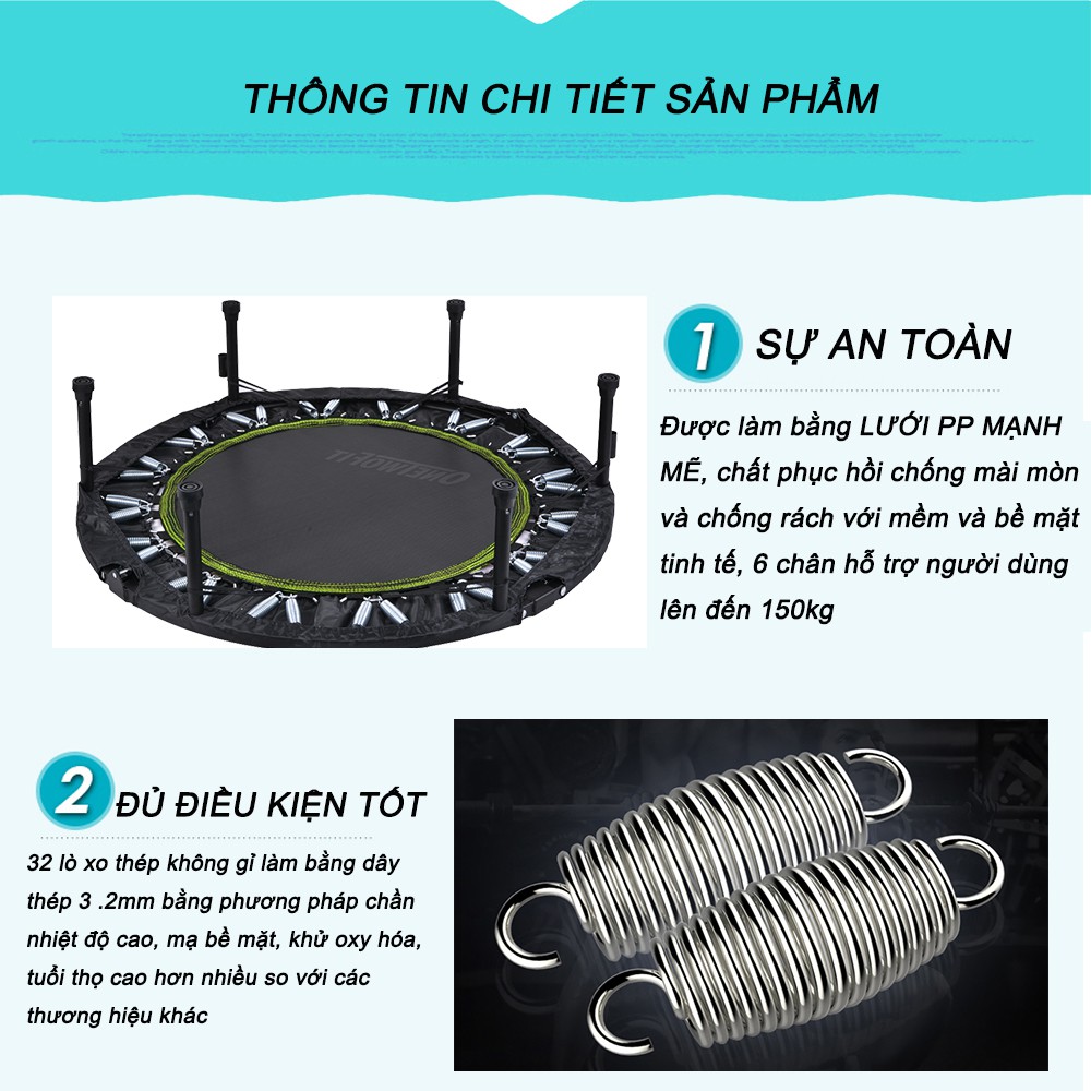 OneTwoFit Trampoline dành cho mọi lứa tuổi Thảm nhún thể dục.Sàn nhún OT087 (40 inch)