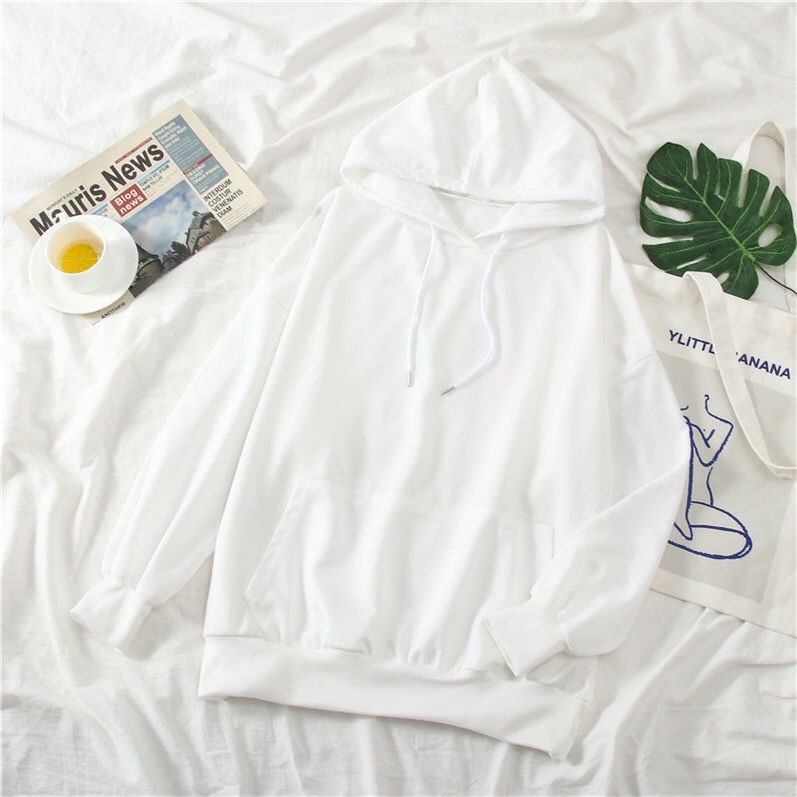 Áo Hoodie Mỏng Dáng Rộng Màu Sắc Đơn Giản Phong Cách Hàn Quốc Thời Trang Xuân Thu Cho Nữ