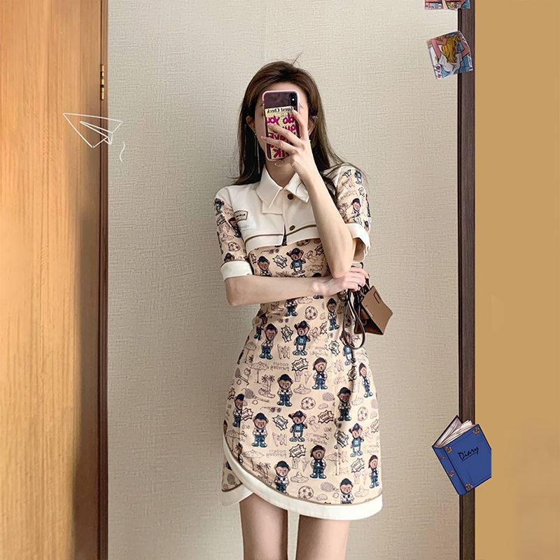 Polo dress women's summer 2022 new design sense of minority small man waist closing temperament high sense skirt