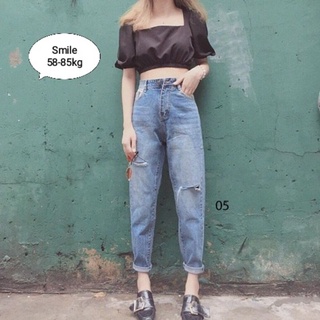 Quần jean baggy bigsize 58-85kg bgd 49, quần bò form rộng big size style hàn quốc - smile bigsize