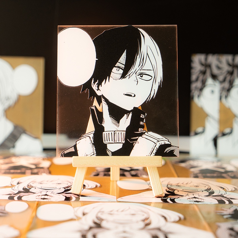 Tranh kính Anime Manga My Hero Academia nhân vật Deku Bakugo Shoto trang trí góc học tập giá sách để truyện tranh