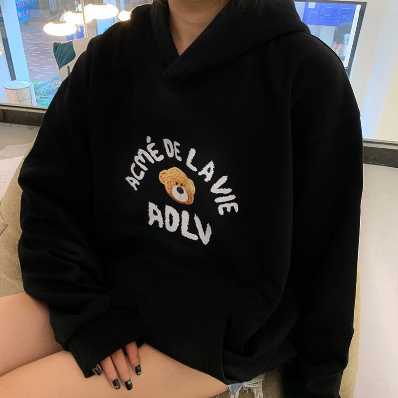 Áo Hoodie ADLV Teddy chất nỉ bông  dày dặn cực ấm, Áo Hoodie Unisex Nam Nữ Đen Trắng