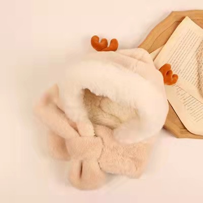Mũ trùm đầu kết hợp khăn choàng cổ họa tiết động vật giữ ấm bảo vệ tai cho bé mùa thu đông thời trang Hàn Quốc