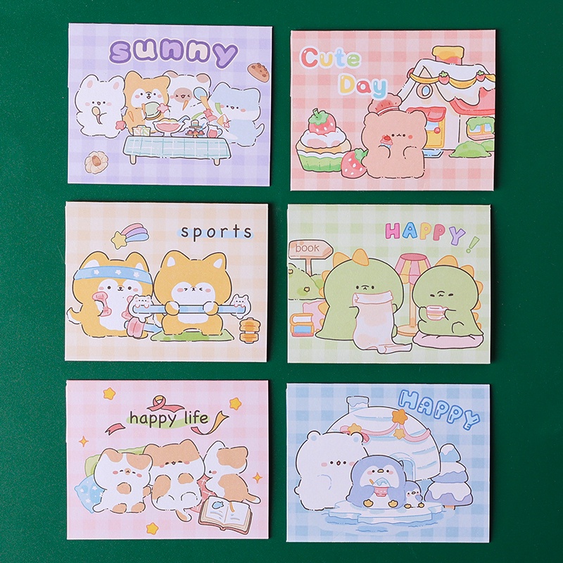 Set 6 Tấm Thẻ Gấp Gọn Họa Tiết Động Vật Dễ Thương