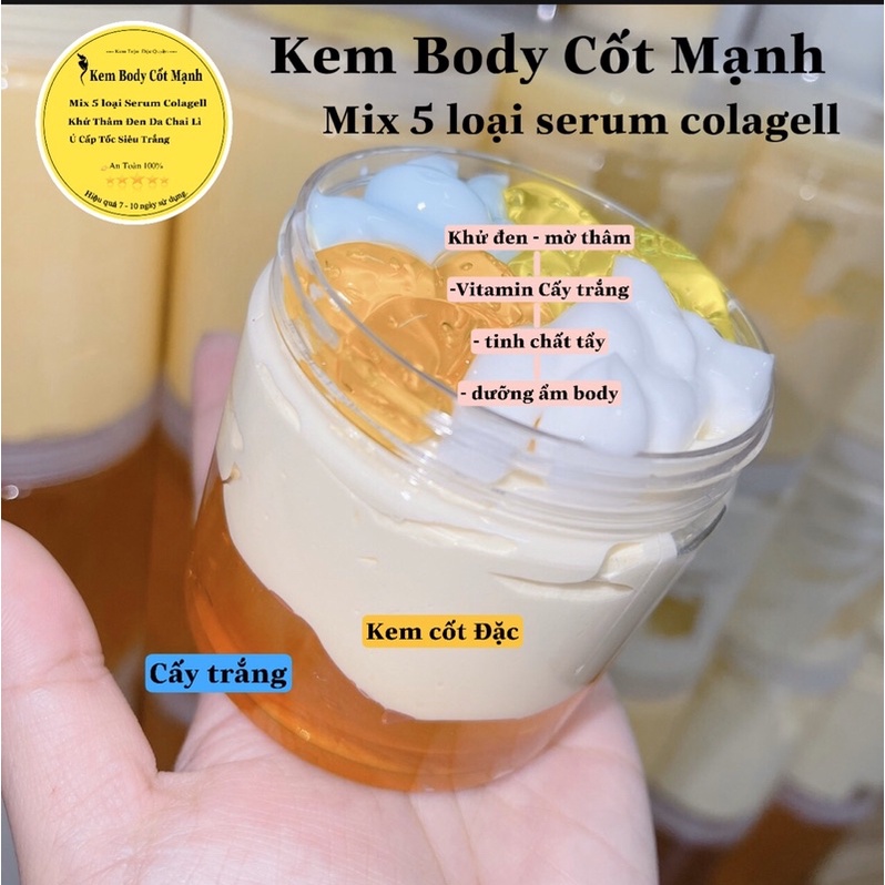 [ Độc Quyền ]Kem Trôn Body Cốt Mạnh 220gr ( Mix thêm 5 loại serum dành cho da đen lì ) cốt kem nhà Vĩnh Elly