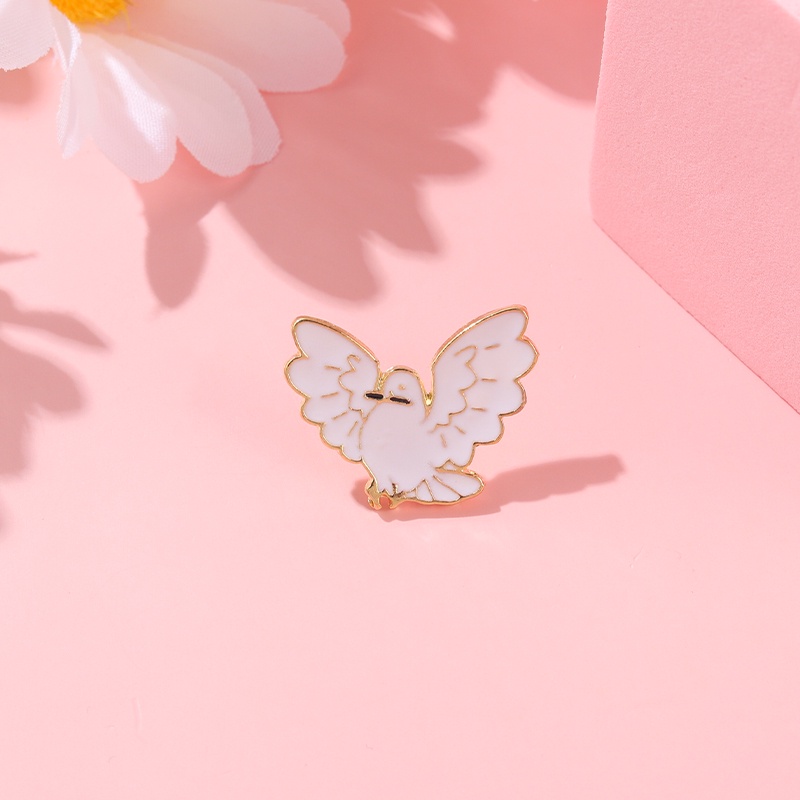 Ghim cài áo QIHE JEWELRY thiết kế hình chim bồ câu đáng yêu dễ thương