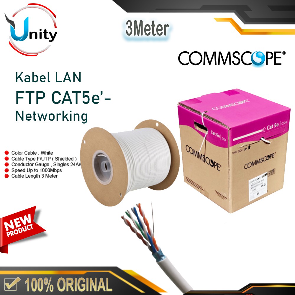 Dây Cáp Cat5e 3m Rj45 Stp Lan Ftp Cat5e Amp Commscope Cat5 3m