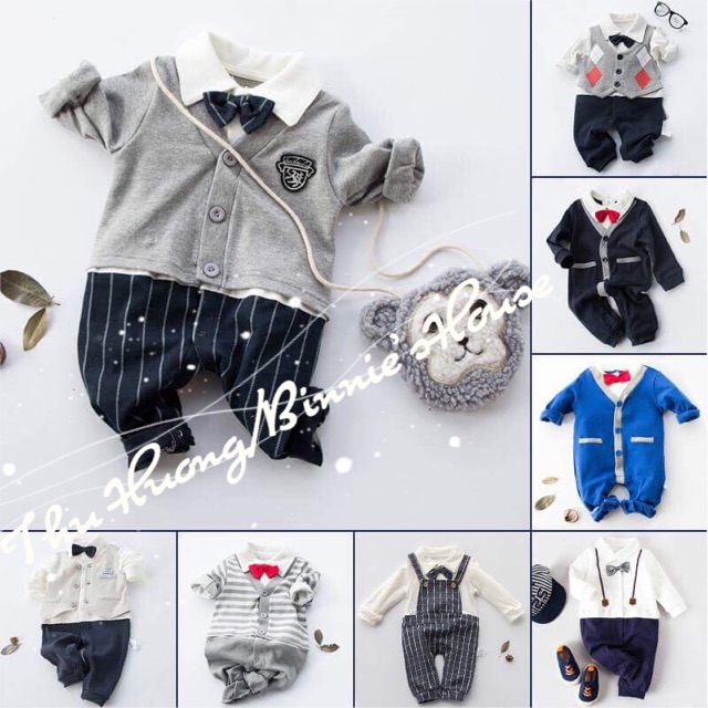 Body công tử cotton thu đông mềm mịn, set body cho bé trai