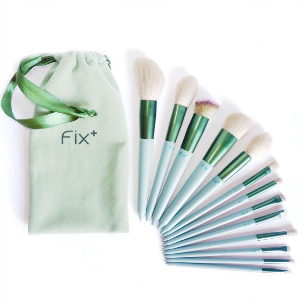 Bộ cọ trang điểm cá nhân cao cấp 13 cây Fix+ màu xanh/ màu hồng Pastel trendy NPP Shoptido