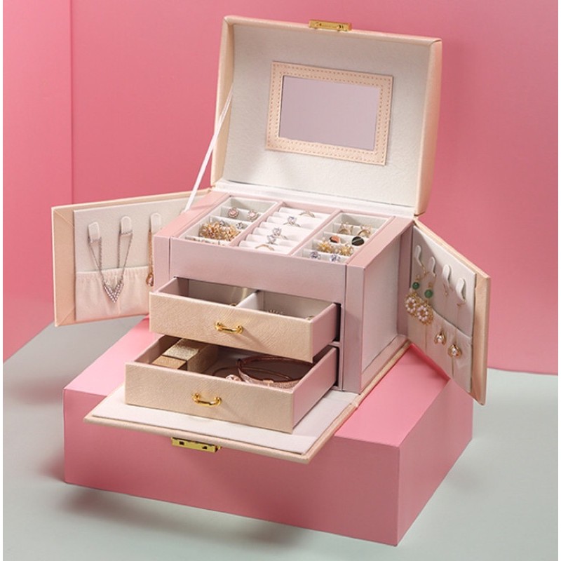 Hộp da đựng phụ kiện trang sức nữ mini thanh lịch cho phái đẹp, chất liệu da pu cao cấp, bền bỉ - nâng tầm phong cách