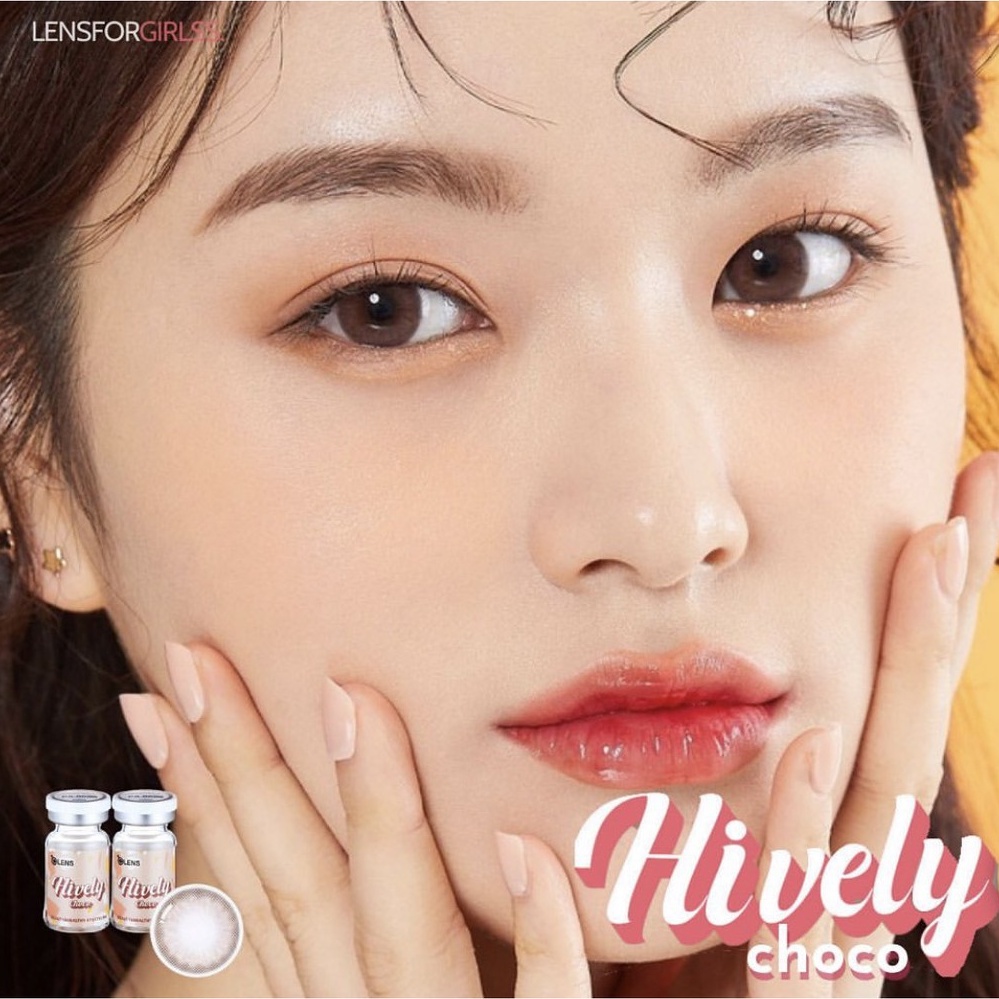 Kính Áp Tròng hồng đào HIVELY CHOCO chính hãng Olens | HSD 3-6 tháng | Lens cận