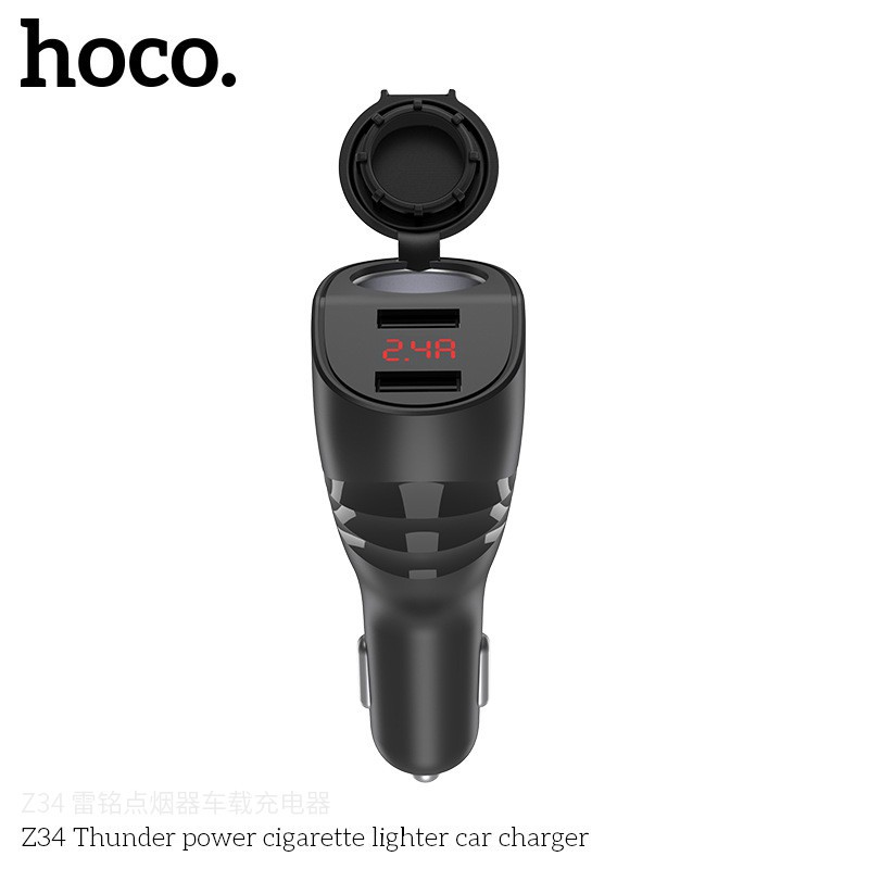 CODHOCO Z34 Cigarette Lighter Car Charger Dual USB Smart LED Digital Display