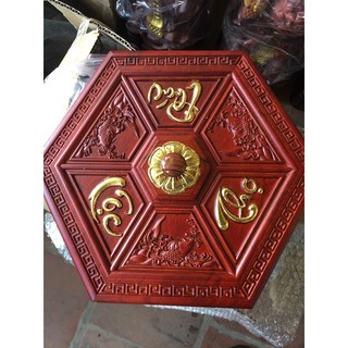 hộp đựng mứt kẹo gỗ hương đỏ khắc chữ Phúc - Lộc - Thọ rát vàng sang trọng