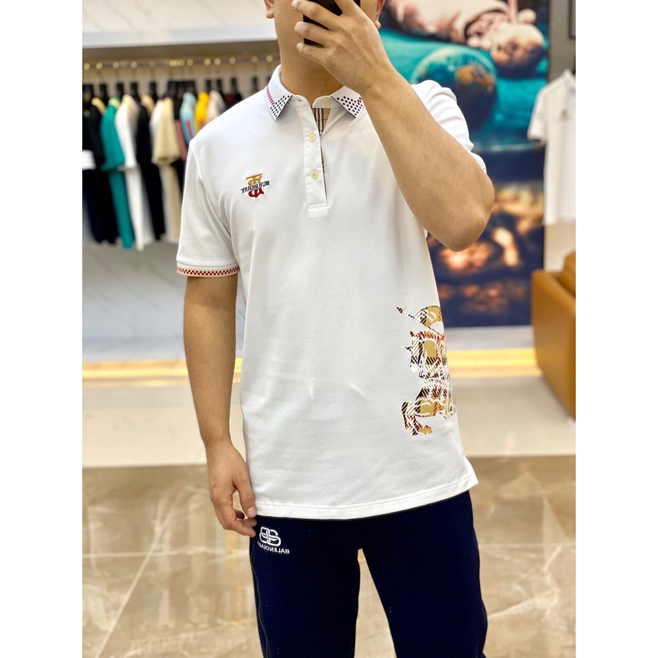 Áo polo Burberry Tay Ngắn Chất Liệu Cotton Thời Trang Xuân Hè Cho Nam # 004