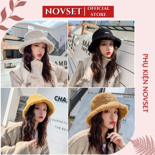 Mũ nón len nữ Hàn Quốc bucket lông cừu ulzzang đẹp mùa đông thời trang đủ màu trắng, nâu, be, đen, vàng[ D707 ]