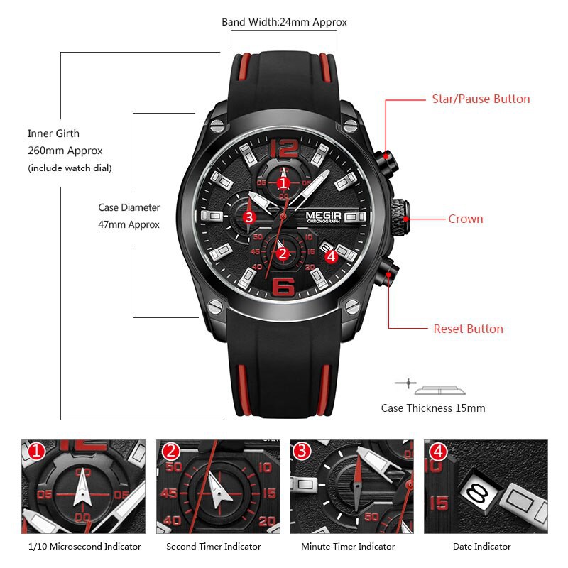 Đồng Hồ Nam Megir KT2063 Black Chính Hãng 2022 NEW Bảo Hành 12 Tháng Top Brand Luxury Hàng Nhập HongKong II Store Reward