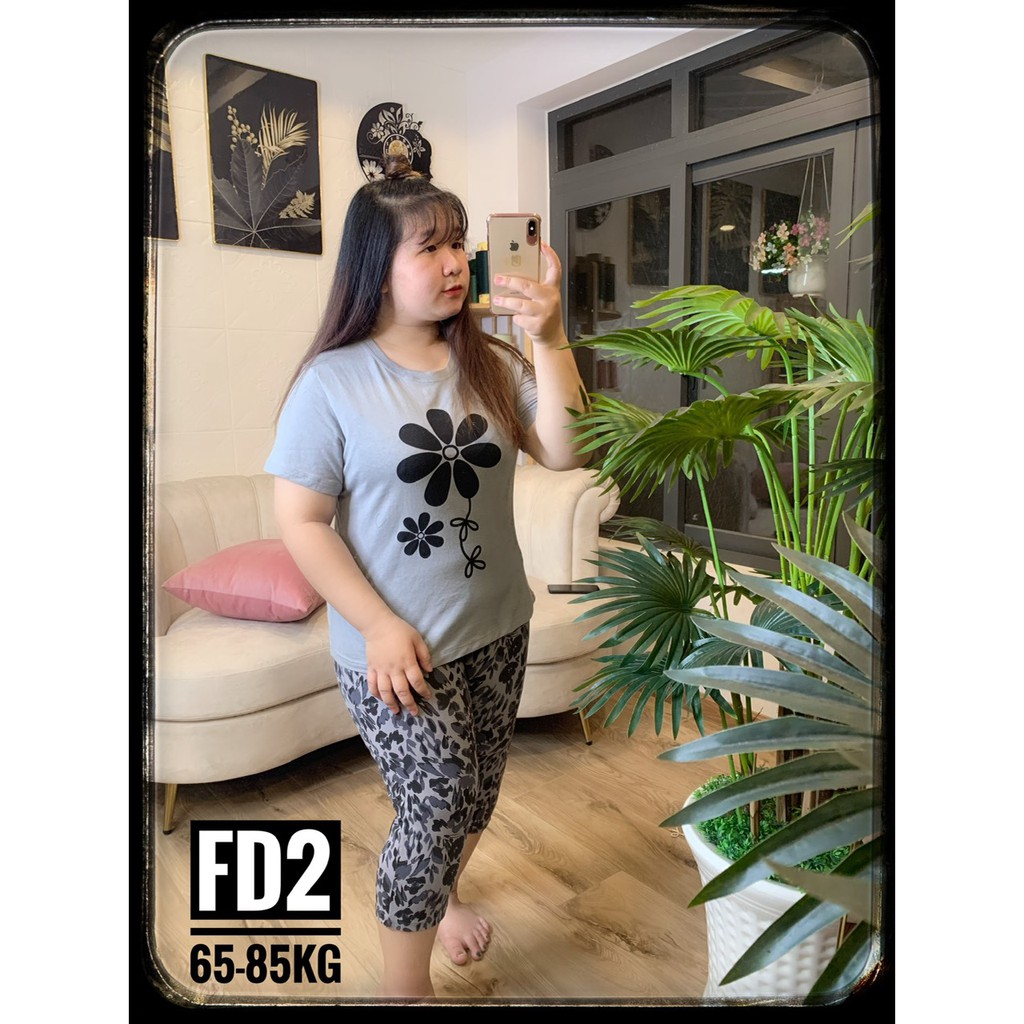 Đồ bộ bigsize lửng/ngố thun cotton 4 chiều. hongduyen2188.