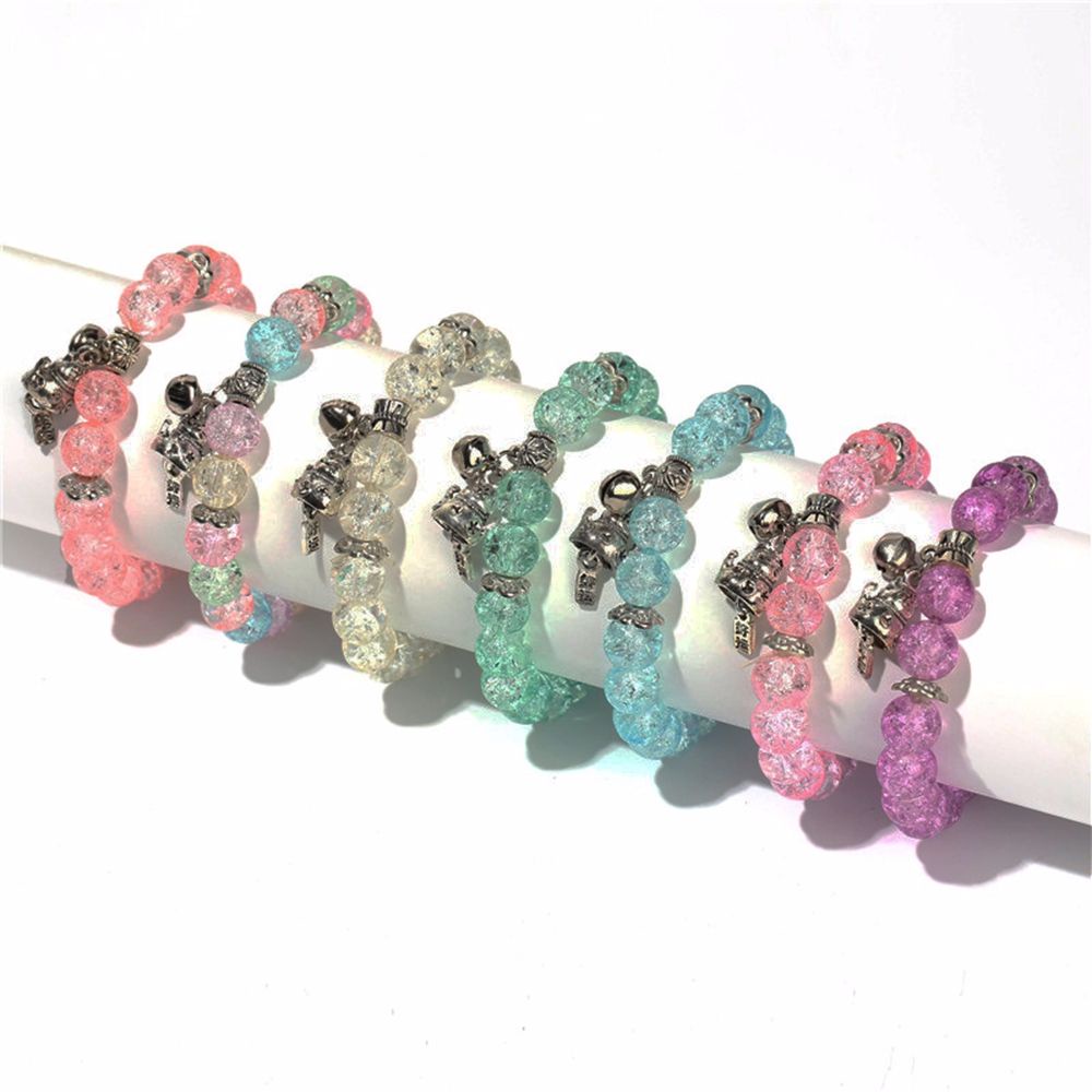 Vòng tay co giãn chuỗi hạt nhiều màu tuỳ chọn gắn mặt mèo may mắn bằng hợp kim dễ thương cho nữ