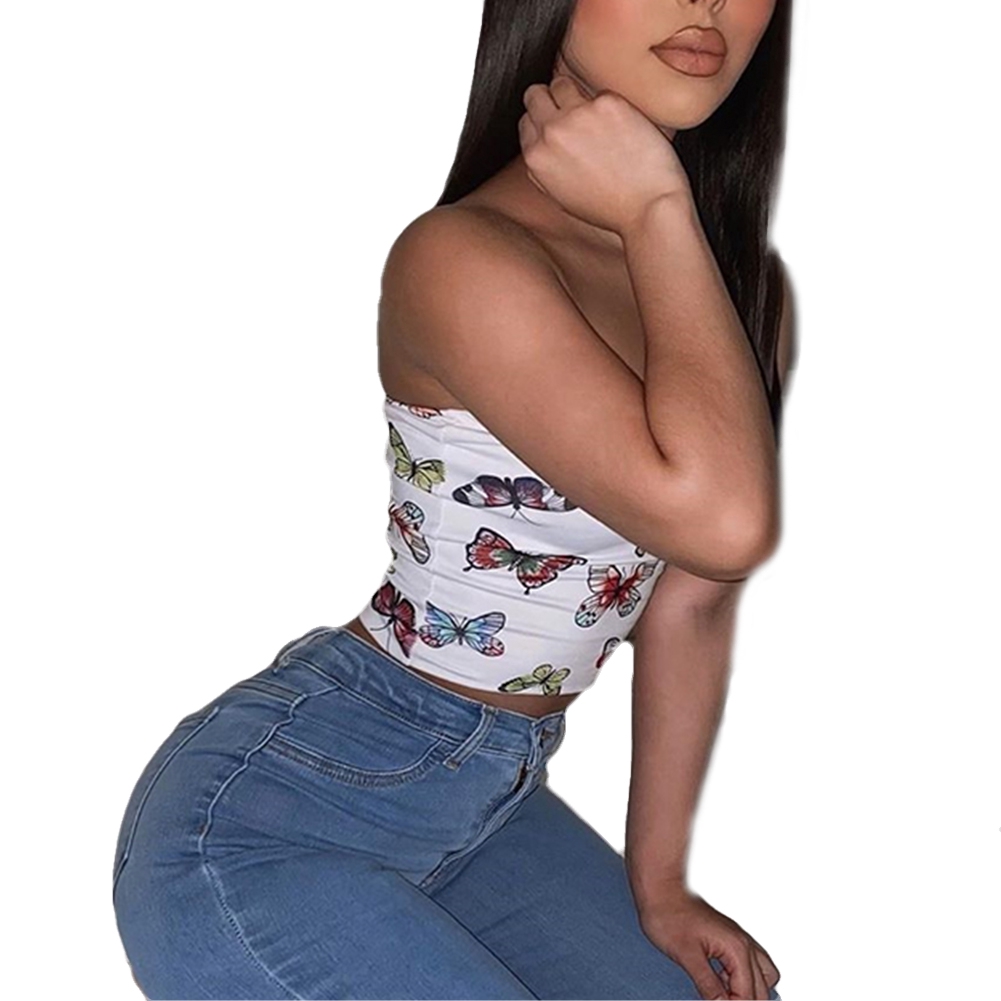 Áo ống in hình bướm thời trang nữ tính