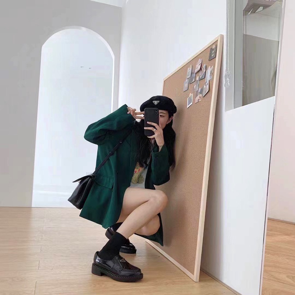 Áo khoác blazer xanh lá hottrend, áo vest dài tay, ngắn tay chất tuyết mưa dày dặn freesize | BigBuy360 - bigbuy360.vn