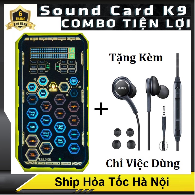 Sound Card K9 Mobile Tặng Kèm Tai Nghe - Chơi game, Thu Âm, Livestream, Karaoke Online Auto Tune Đổi Giọng - Nhỏ Gọn