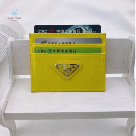 Ví Da Pu 4 Ngăn Siêu Mỏng Đựng Thẻ Hiệu Prada Thời Trang Cho Nam Nữ