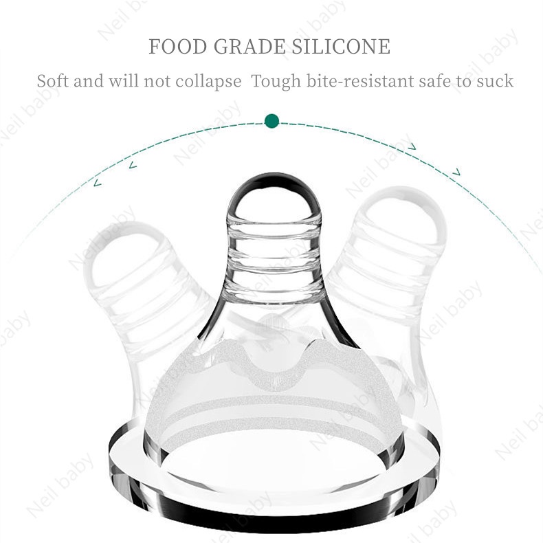 Bình Sữa Miệng Rộng Bằng Silicone Không Chứa BPA Kèm Ống Hút Cho Bé Sơ Sinh