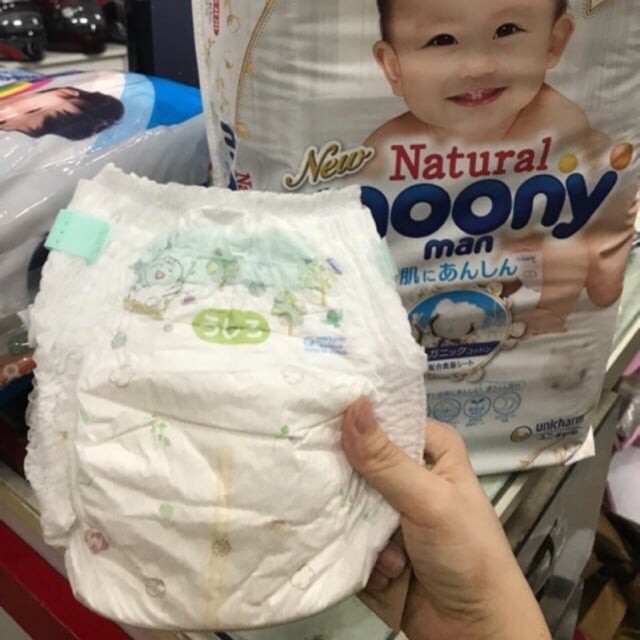 Bỉm MOONY NATURAL dán/quần Nội địa đủ size NB63/S58/M46/L38/L36/XL32