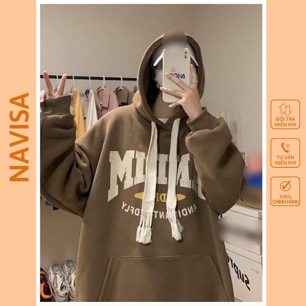 Áo nỉ hoodie nữ form rộng cute hàn quốc NAVISA M409