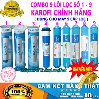 COMBO 9 LÕI LỌC NƯỚC KAROFI CHÍNH HÃNG - GỒM BỘ LÕI 123, RO DOWDuPONT, T33, MIN, FAR, NANO, ORP