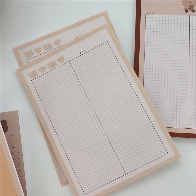 Tập 50 giấy note ghi chú gấu nâu