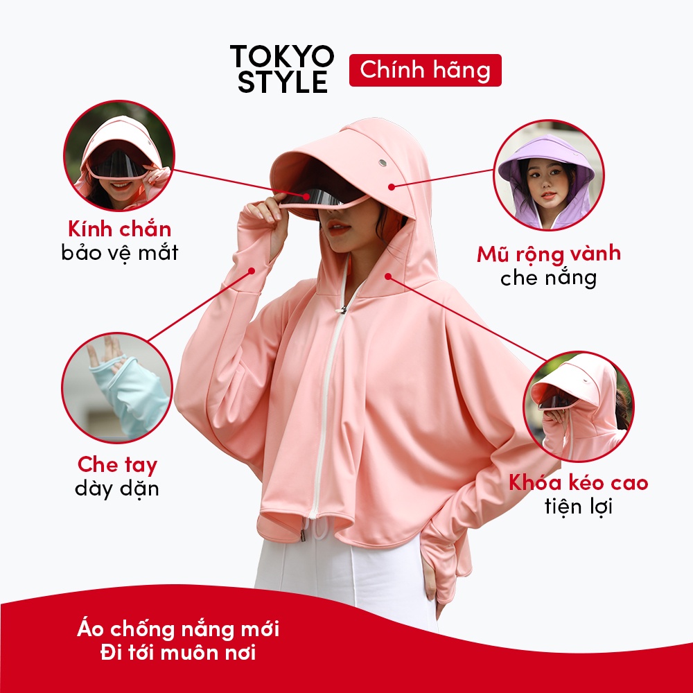Áo chống nắng nữ Tokyo Style siêu thoáng khí - Áo chống nắng vải Cotton Nhật dệt kim cương
