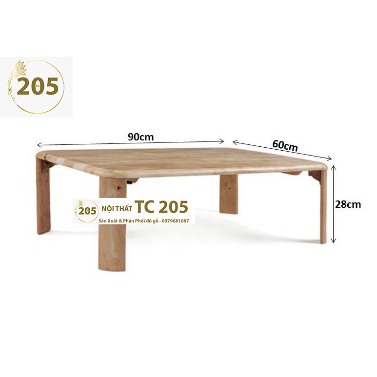 Bàn trà, bàn học gấp gọn, Bàn học gấp gọn CHÂN BÁNH MÌ 60 X 90 CM NỘI THẤT TC205 gỗ cao su 100%
