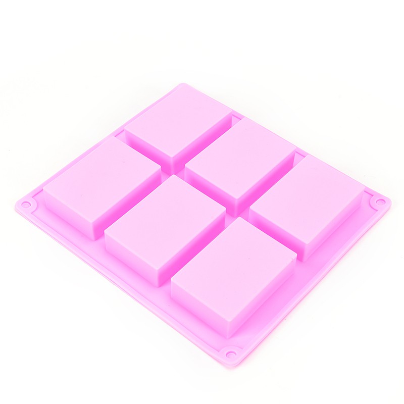 Khuôn silicone làm bánh xà phòng hình chữ nhật 6 ngăn đa năng tiện lợi