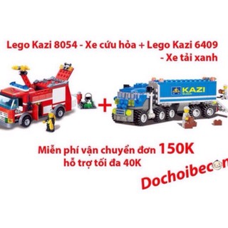[ SIÊU RẺ ] Combo Lego Xe Cứu Hoả Và Xe Tải Xanh