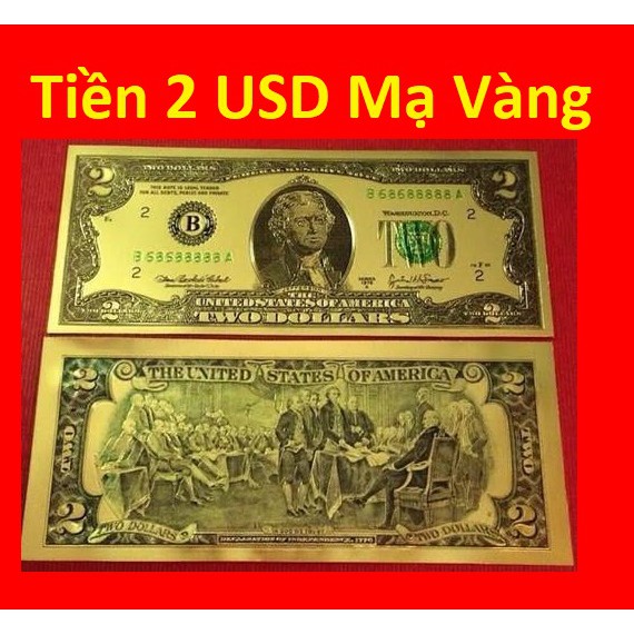 Tờ Tiền 2 USD Mạ Vàng Plastic số seri Lộc Phát 68688686 làm quà lưu niệm, phong thủy | BigBuy360 - bigbuy360.vn