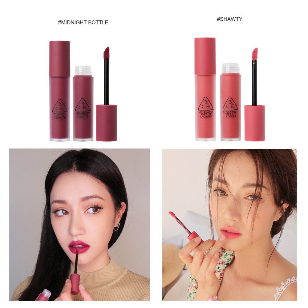 Son kem lì 3CE Soft Lip Lacquer #MIDNIGHT BOTTLE