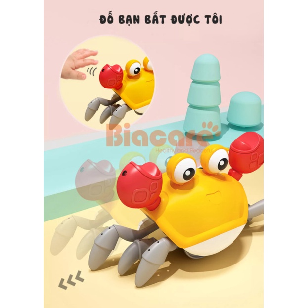 Con cua cảm biến thông minh đồ chơi cua cảm ứng tự tránh chướng ngại vật có nhạc và đèn Có kèm sạc- ZoZoKids