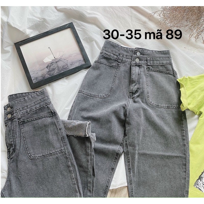 Quần baggy jean MS89 ✈️FREESHIP✈️ quần baggy jean nữ lưng cao size đại kiểu 2 túi trước từ 40kg đến 75kg Bigsize 2KJean