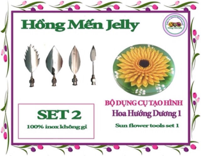 Set 25 Set Kim Hoa Thược Dược dụng cụ làm thạch 3D Hồng Mến Jelly 4kim